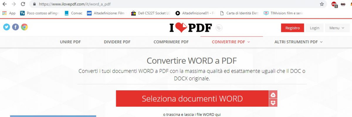 trasformare doc in pdf